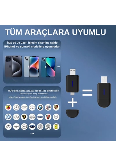 Mini Carplay 2in1 Araç Kiti Wireless/kablosuz Carplay Ve Android Auto Adaptörü Type-c ,usb