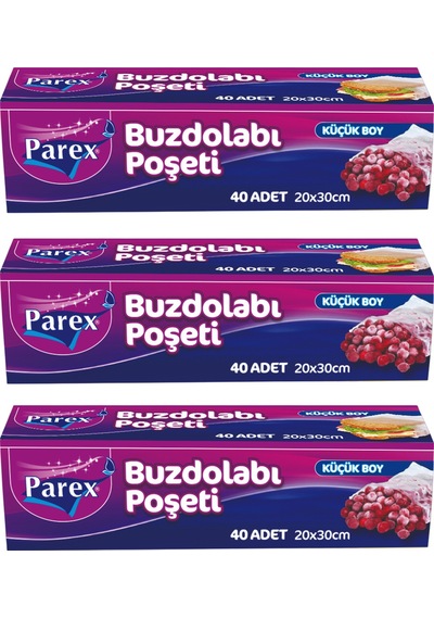 40 Li Buzdolabı Poşeti Küçük Boy 20 X 30 Cm Üçlü Paket