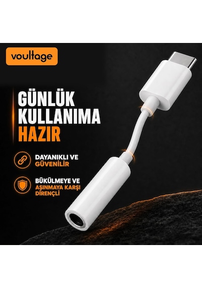 Lexroo Usb-c To 3.5mm Jak - Dijital Dönüştürücü - Tüm Cihazlarla Uyumlu - Beyaz - Kompakt Tasarım