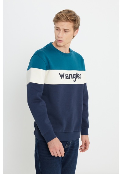 Wrangler Regular Fit Normal Kesim Bisiklet Yaka İçi Polarlı Petrol Rengi Sweatshirt Petrol