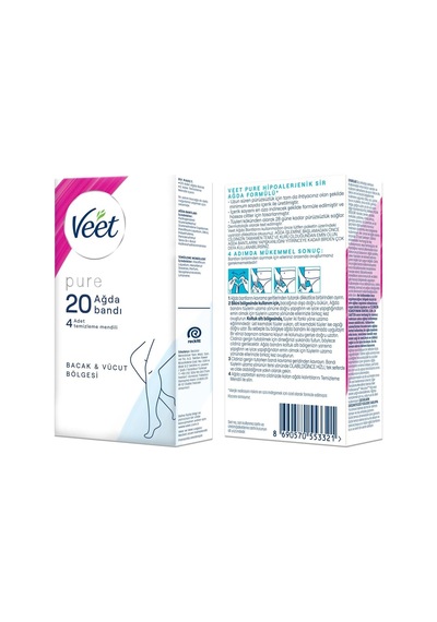 Pure Hipoalerjenik Bacak & Vücut Bölgesi İçin Parfümsüz Sir Ağda Bandı 1 X 20 Adet , Bant