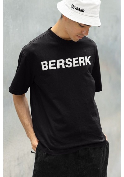 Berserk Baskılı Unisex Oversize Anime Tişört Siyah