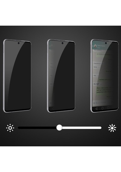 Samsung Uyumlu Galaxy A71 3D Full Privacy Gizlilik Tempered Cam Ekran Koruyucu Siyah