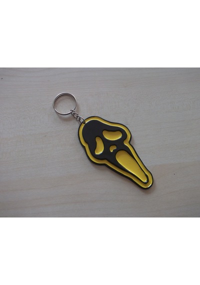 Ghostface Anahtarlık Plastik 2 Adet- Sarı Renk Ghost Logo, Hayalet Maskot, Oto Anahtarlığı
