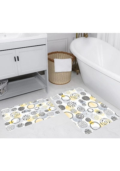Eliana Home Dijital Baskılı 2'li Banyo Paspas Takımı Lna5257 Sarı