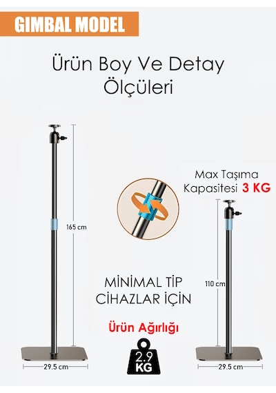 Gölge Stor Projeksiyon Cihazı Standı Ayaklı Projeksiyon Vidalı-gimbal Model Ayarlanabilir Yükseklik Tripod