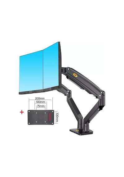North Bayou NB F195A 22-32" Çift Kol Amortisörlü Monitör Tutucu Stand