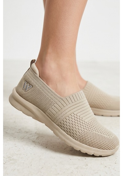 Cloudwalk Comfort Bej Rahat Günlük Yumuşak Tabanlı 4 Mevsim Trend Kadın Slip-on Sneaker Ayakkabı