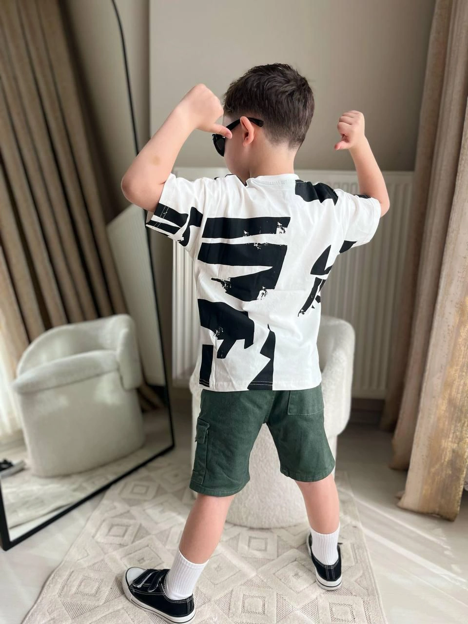 Cg Kids Siyah Desenli Basic Alt Yeşil Kargo Cepli Kot Şort Erkek Beyaz - Siyah - Yeşil Cg Kids Siyah Desenli Basic Alt Yeşil Kargo Cepli Kot Şort Erkek Beyaz - Siyah - Yeşil