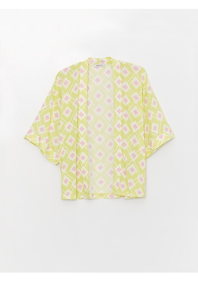 Lcw Vision Yeşil Şal Yaka Desenli Oversize Kadın Kimono