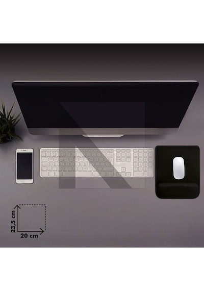 MP02 - Siyah Dörtgen Bilek Destekli Mouse Pad Kaymaz Taban