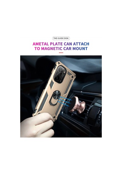 Cosmotex Newface Xiaomi Poco F3 Kılıf Sofya Yüzüklü Silikon Kapak - Gold