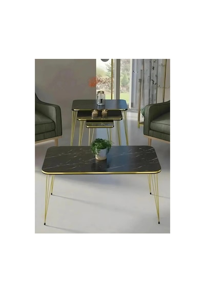 Alesta Orta Sehpa Ve Zigon Sehpa Seti - Altın Rengi Metal Ayak- Üçlü Kare Zigon Sehpa Ve Bir Kare Orta Sehpa Siyah Alesta Orta Sehpa Ve Zigon Sehpa Seti - Altın Rengi Metal Ayak- Üçlü Kare Zigon Sehpa Ve Bir Kare Orta Sehpa Siyah