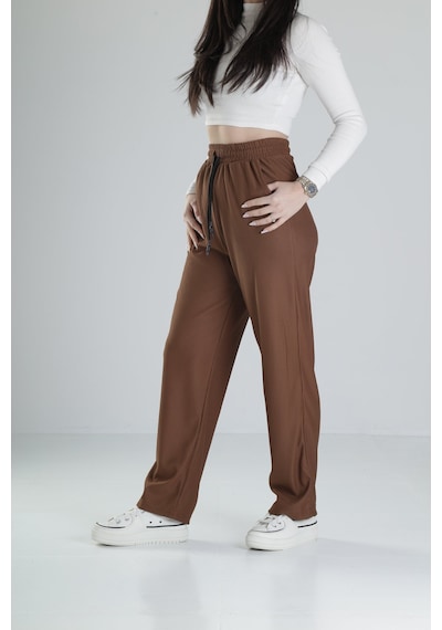 Cocopelli Kahverengi Fitilli Kumas Pantolon Coc2165 Kahverengi