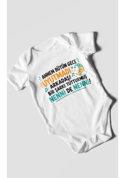 Morivokids Anneye Özel Kısa Kollu Bebek Body %100 Pamuk Zbn194-kk Beyaz
