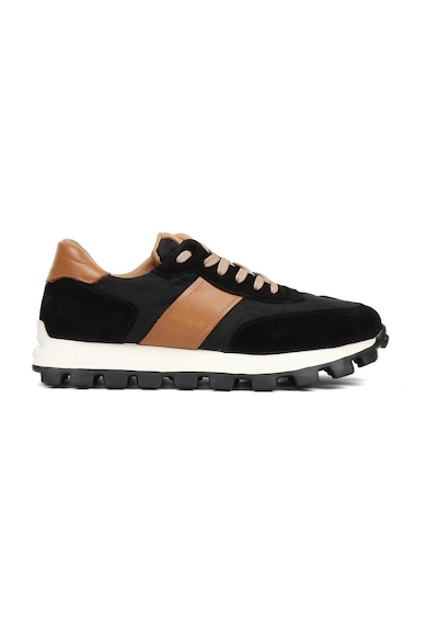 Erkek Siyah Bağcıklı Kalın Tabanlı Süet Deri Sneaker