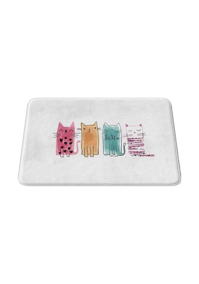 Buççin Online Mağaza Sevimli Tasarımlı Mikrofiber Banyo Paspası, Kaymaz Taban, Makinede Yıkanabilir 40x60 Polyester Ort Çok Renkli