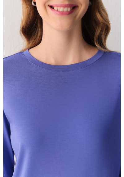 Suwen Essence Nights Uzun Kollu T-shirt Sh26901607s015 Mavi