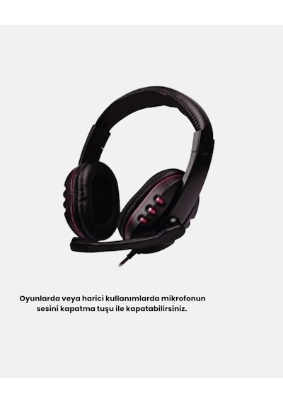 Mey İthalat Rahat Ve Dayanıklı Mikrofonlu Oyun Kulaklığı Stereo Ses, Ayarlanabilir Kafa Bandı