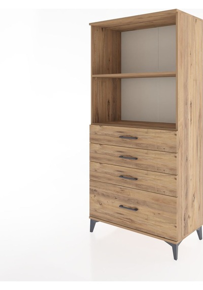 Hyperion Dolap 2 Raflı 4 Çekmeceli 88x44x182 Çam-çam Çam