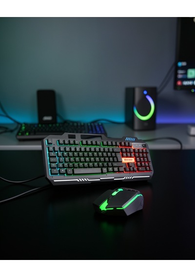 Mekanik Klavye Mouse Seti Led Işıklı Xuczpg8018klavyeeeee-4 Diğer