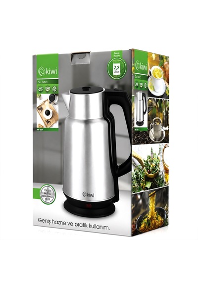Çelik - Sürahi Model Kettle Elektrikli Su Isıtıcısı Paslanmaz Çelik Gizli Rezistans 360 2.2lt 1500w