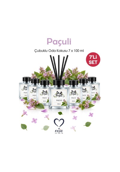 Rosie Paçuli 7'li Çubuklu Oda Kokusu Seti 7 X 100 Ml Derin Ve Sofistike Koku