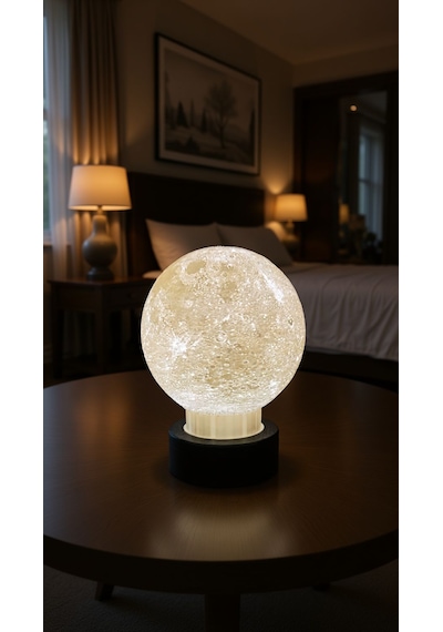 3d Ay Lamba Led Gece Lambası Dekoratif Ay Küre Işıklı Masa Lambası Gün Işığı