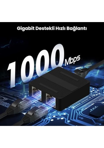 2 Port Ethernet Switch Çevirici Çoklayıcı 2 Portlu Manuel Ağ Anahtarı 1000mbps Hız Desteği İle 2 Giriş 1 Çık