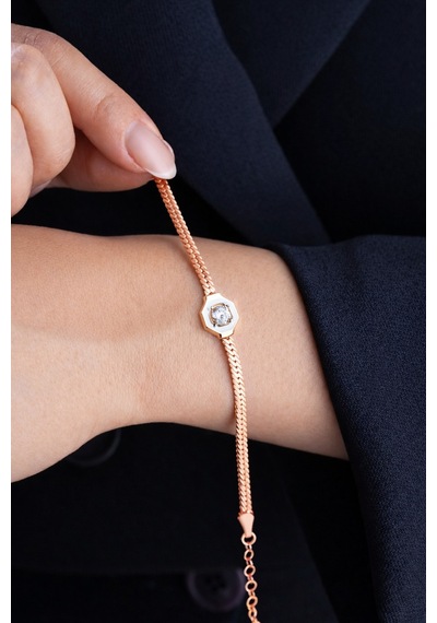 Çekirdekjewelry 925 Ayar Gümüş Hasır Serenay Bileklik Pembe