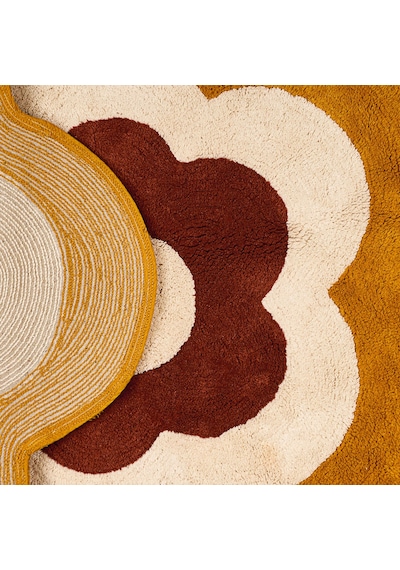 Soft Flower Tufting Banyo Paspası - Renkli - 90x90 Cm Çok Renkli