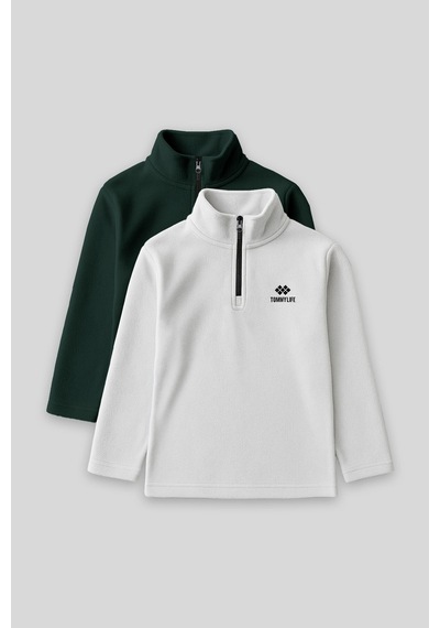 Tommylife Standart Fit 2li Paket Çam Yeşili-taş Erkek Çocuk Polar Sweatshirt - 11221 Çam Yeşili