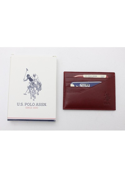 U.S. Polo Assn. Plcuz 8435 U.S.Polo Assn.Hakiki Deri Kartlık-Bordo
