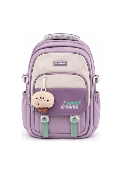 Relaxion 2462 Çocuk Bordo Peluş Anahtarlıklı Fonksiyonel Okul Çantası Pembe