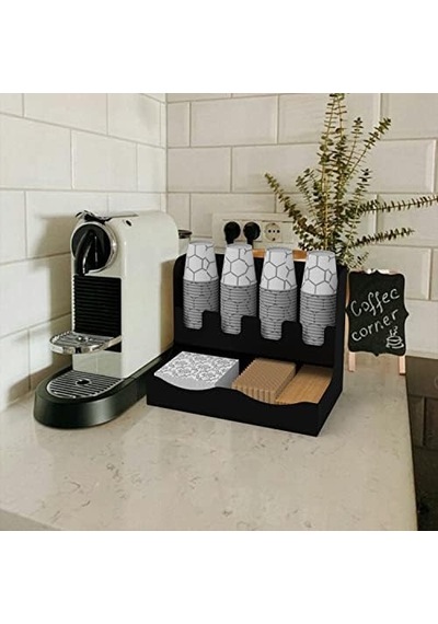 Metal Çay Ve Kahve Organizasyon Standı 16oz Siyah 0