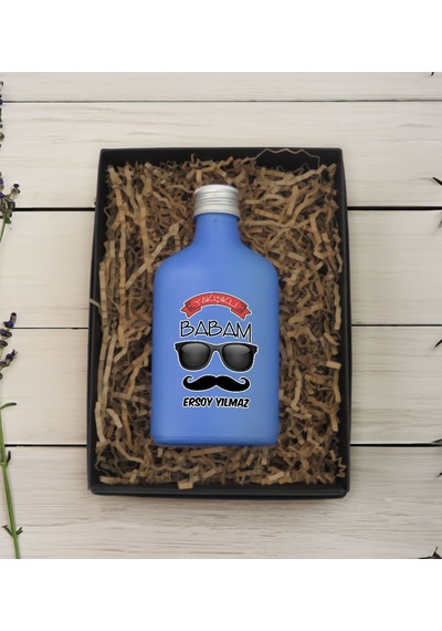 Bk Gift Kişiye Özel İsimli Baba Temalı Mavi Tasarım Cam Şişe Kolonya 200 ML 7