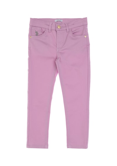 U.S. Polo Assn. Kız Çocuk Pembe Toothpick Fit Kanvas Pantolon 50309130-VR041