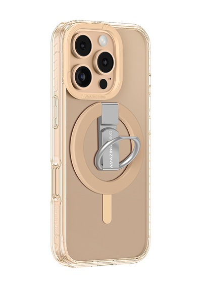 Apple Uyumlu iPhone 16 Pro Max Kılıf Magsafe Özellikli Yüzük Standlı Amazingthing Titan Pro Serisi Rose Gold