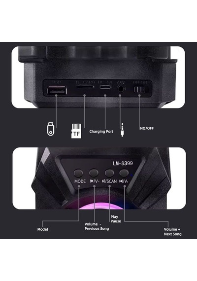Çeşithane Outdoor Parti Hoparlörü - Rgb Led Işıklı, Akıllı Ses Sistemli, Yüksek Güçlü Siyah Kablosuz
