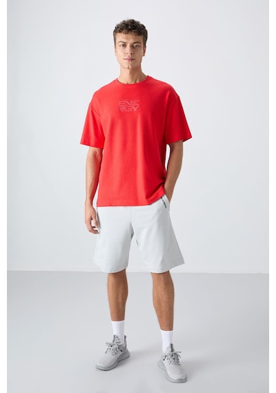 Tommy Life Fiesta Pamuklu Kalın Yüzeyi Dokulu Oversize Fit Baskılı Erkek T-shirt - 88336 001