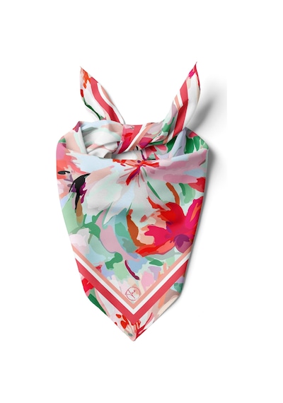 Pudra Ve Yeşim Floral Desen 55x55cm Bandana/fular Çok Renkli