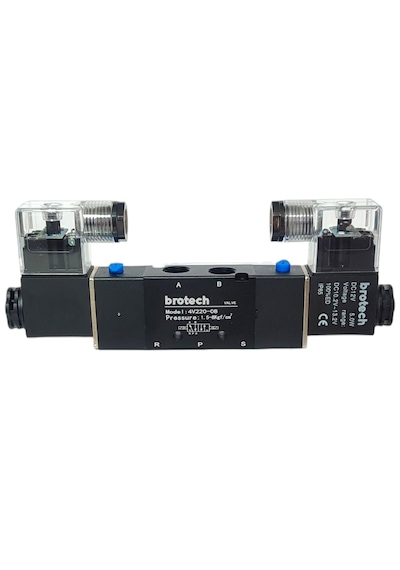 Brotech 1/4 - 5/2 Çift Bobin Selenoid Valf Araç Air Valfi Tır Branda Valfi Pnömatik Valf 12/24/220 Volt