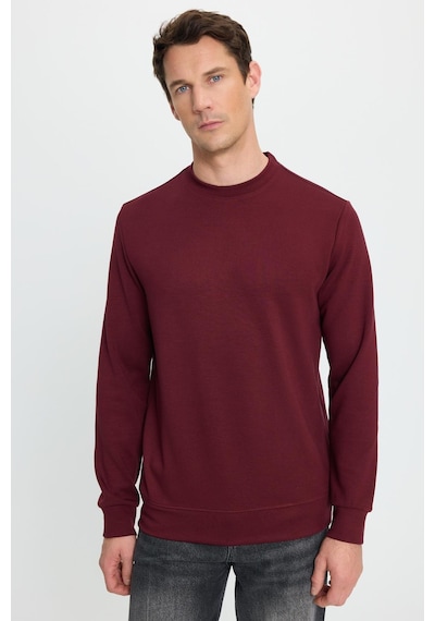 Tudors Erkek Relax Fit Rahat Kesim Uzun Kollu Ekstra Yumuşak Bisiklet Yaka Bordo Sweatshirt-41868 Bordo