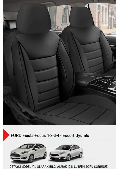 Jet Deri Oto Koltuk Kılıfı- Ford Focus-fiesta-escort İle Uyumlu Siyah