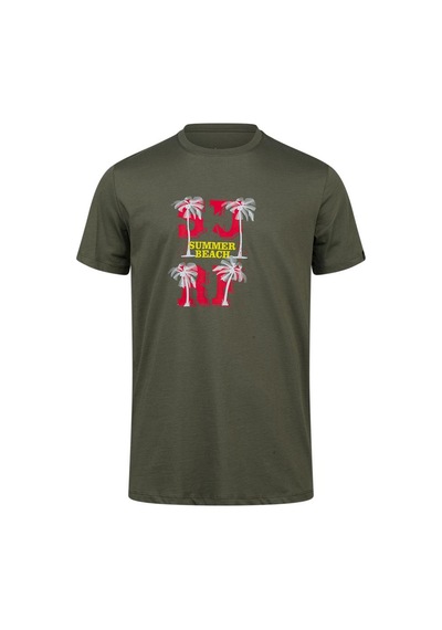 2as Alex Baskılı Erkek Sıfır Yaka T-shirt 047 Haki