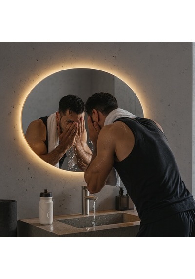 80x112 Cm Oval Dim Edilebilir Dokunmatik Led Ayna 3000k Günışığı Sarı