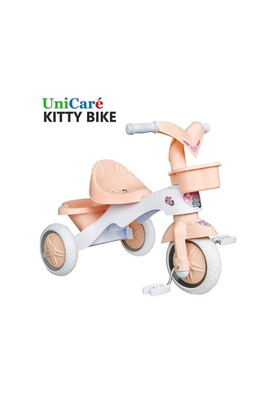 Kitty Üç Tekerlekli Bisiklet Çocuk Bisikleti 3 Teker Bisiklet 1-3-5 Yaş Plastik Motor İlk Bisiklet Sepetli Somon