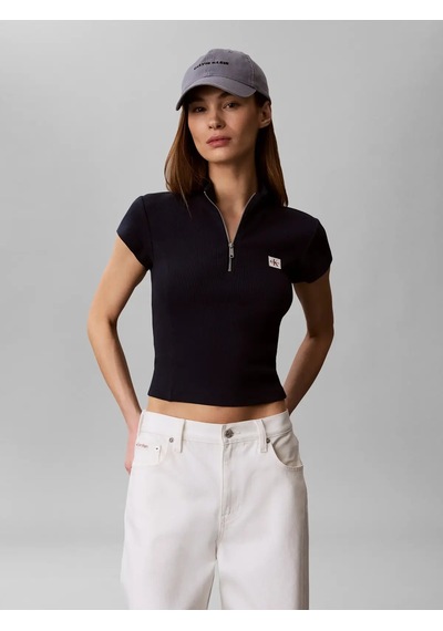 Calvin Klein Ss Woven Label 2x2 B, Cef Lacivert Kadın T-shirt