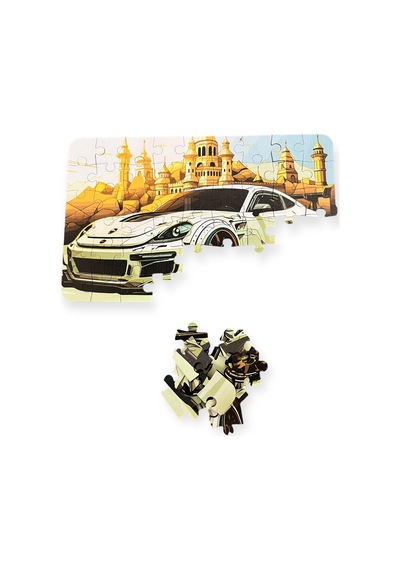 Ahşap Spor Car Mini Puzzle 4 Yaş 54 Parça