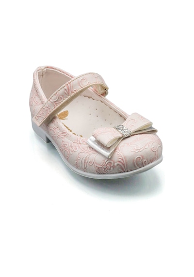 Sermoda Bebek Fiyonk Taş Detay Kendinden Desenli Babet Pembe